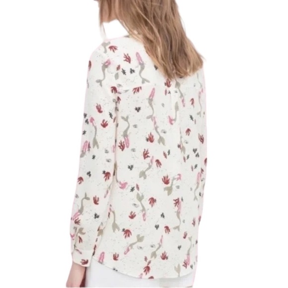 Zara Basic Mermaid Print Button Down Shirt Blouse Size XS - Picture 4 of 17